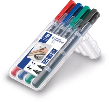 Een Staedtler Lumocolor Duo 348, permanent marker, doos van 4 stuks in geassorteerde kleuren koop je bij Muys Kantoor & Kado