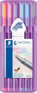 Een Staedtler fineliner Triplus, opstelbare box met 6 pastelkleuren koop je bij best4office