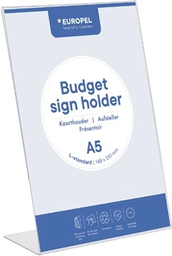 Een Europel folderhouder Budget, met L-voet, ft A5 koop je bij Muys Kantoor & Kado