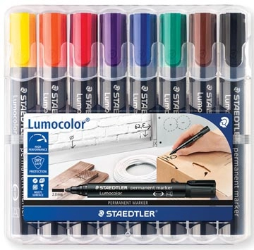 Een Staedtler Lumocolor 352, permanent marker, ronde punt, 2 mm, etui van 8 stuks in geassorteerde kleuren koop je bij Muys Kantoor & Kado