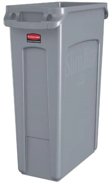 Een Rubbermaid afvalcontainer Slim Jim, 87 liter, grijs koop je bij Muys Kantoor & Kado