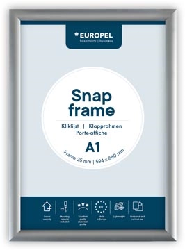 Een Europel clicklijst, lijst 25mm A1, zilverkleurig posterframe koop je bij best4office