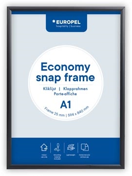 Een Europel Clicklijst Economy, lijst 25 mm, ft A1, zwart koop je bij best4office