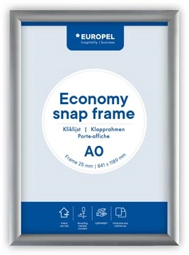 Een Europel clicklijst Economy, lijst 25 mm, ft A0, zilver koop je bij best4office