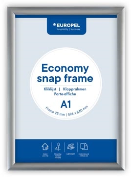 Een Europel clicklijst Economy, lijst 25 mm, ft A1, zilver koop je bij Muys Kantoor & Kado