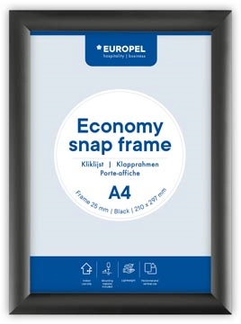 Een Europel clicklijst Economy, lijst 25 mm, ft A4, zwart koop je bij best4office