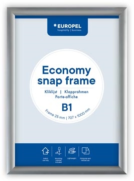 Een Europel clicklijst Economy, lijst 25 mm, ft B1, zilver koop je bij best4office