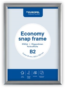 Een Europel clicklijst Economy, lijst 25 mm, ft B2, zilver koop je bij best4office