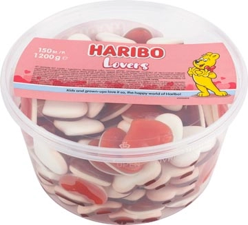 Een Haribo Lovers snoepgoed, pot van 150 stuks koop je bij Muys Kantoor & Kado