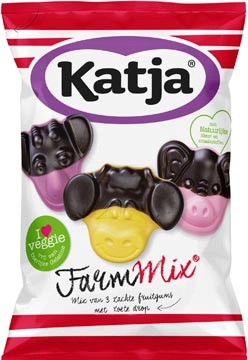 Een Katja Farm Mix snoep, mix van 3 zachte fruitgums met zoete drop, zak van 255 g koop je bij Muys Kantoor & Kado