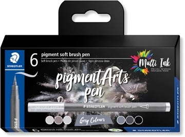 Een Staedtler Pigment Arts soft brush pen, etui van 6 stuks, grijstinten koop je bij best4office