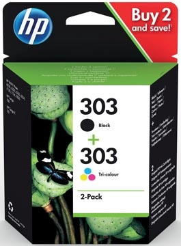 Een HP inktcartridge 303, 165-200 pagina's, OEM 3YM92AE, 1 x zwart en 1 x 3 kleuren koop je bij best4office