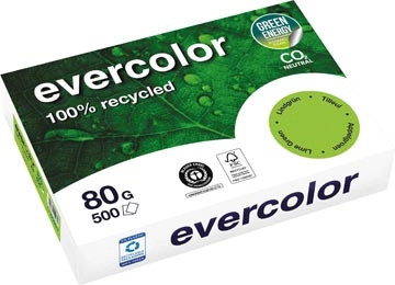 Een Clairefontaine Evercolor, gekleurd gerecycleerd papier, A4, 80 g, 500 vel, appelgroen koop je bij Muys Kantoor & Kado