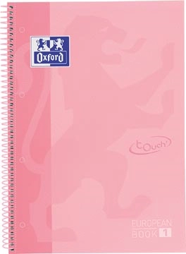 Een Oxford School Touch Europeanbook spiraalblok, ft A4+, 160 bladzijden, geruit 5 mm, pastel roze koop je bij best4office