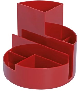 Een MAUL bureauorganizer pennenbak Roundbox Ø14x12.5cm, 7-vaks, 85% gerecycled kunststof rood koop je bij best4office