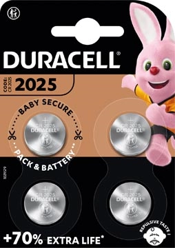 Een Duracell knoopcel Specialty Electronics CR2025, blister van 4 stuks koop je bij Muys Kantoor & Kado