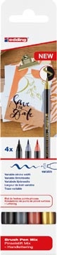 Een Edding metallic brushpen Mix e-1340, assorti, set van 4 stuks koop je bij best4office