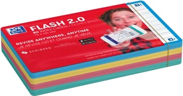 Een Oxford Flash 2.0 flashcard starterkit, gelijnd, A7, assorti, pak van 80 vel koop je bij Muys Kantoor & Kado