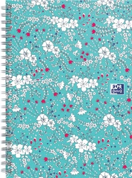 Een Oxford Floral hardcover spiraalschrift, ft B5, 60 vel, geruit 5 mm, turkoois koop je bij best4office