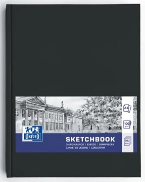 Een Oxford "Sketchbook" dummyboek, 96 vel, 100 g/m², ft A4, zwart koop je bij best4office