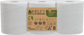 Een Papernet papieren handdoeken Simplify Centerfeed, 2-laags, 90 m, 450 vel, pak van 3 rollen koop je bij Muys Kantoor & Kado