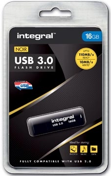 Een Integral USB stick 3.0, 16 GB, zwart koop je bij Muys Kantoor & Kado