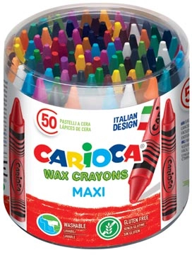 Een Carioca waskrijt Wax Maxi, plastic pot met 50 stuks in geassorteerde kleuren koop je bij best4office