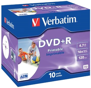 Een Verbatim DVD recordable DVD+R, printbaar, doos van 10 stuks, individueel verpakt (Jewel Case) koop je bij best4office