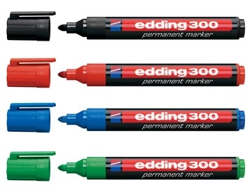 Een edding permanent marker 300, blister met 4 stuks in geassorteerde kleuren koop je bij Muys Kantoor & Kado