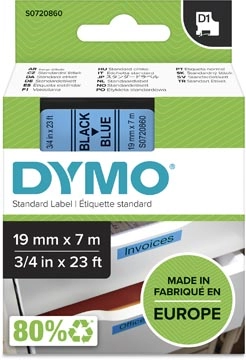 Een Dymo D1 tape 19 mm, zwart op blauw koop je bij best4office