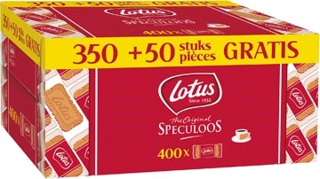 Een Lotus Biscoff speculoos, doos van 350+50 individueel verpakte stuks koop je bij Muys Kantoor & Kado