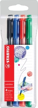 Een STABILO pointMax schrijfstift, 0,8 mm, etui van 4 stuks in geassorteerde standaard kleuren koop je bij Muys Kantoor & Kado