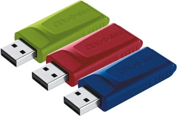 Een Verbatim USB 2.0 Slider USB stick, 16 GB, pak van 3 stuks koop je bij best4office