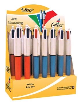 Een Bic 4 Colours Original 4-kleurenbalpen, fijn en medium, klassieke inktkleuren, doos van 20 stuks koop je bij Muys Kantoor & Kado