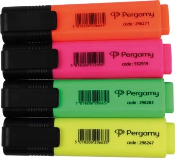 Een Pergamy markeerstift, etui van 4 stuks: oranje, groen, roze en geel koop je bij best4office