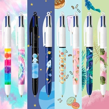 Een Bic Colours Decors, 4-kleurenbalpen, medium, klassieke inktkleuren, doos van 8 stuks koop je bij Muys Kantoor & Kado