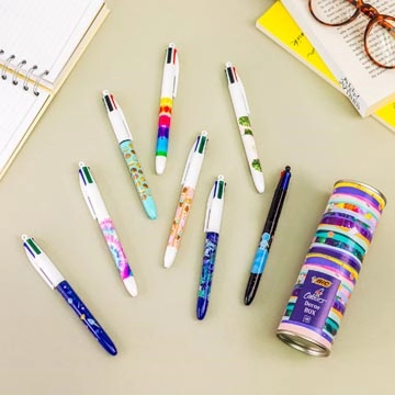 Een Bic Colours Decors, 4-kleurenbalpen, medium, klassieke inktkleuren, doos van 8 stuks koop je bij Muys Kantoor & Kado