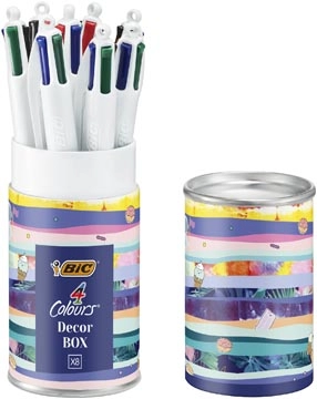 Een Bic Colours Decors, 4-kleurenbalpen, medium, klassieke inktkleuren, doos van 8 stuks koop je bij Muys Kantoor & Kado