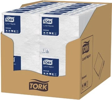 Een Tork servetten ft 30 x 30 cm, 1-laags, wit, pak van 100 stuks koop je bij Muys Kantoor & Kado