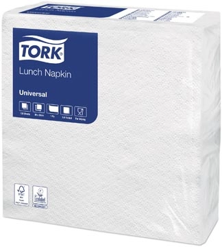 Een Tork servetten ft 30 x 30 cm, 1-laags, wit, pak van 100 stuks koop je bij Muys Kantoor & Kado