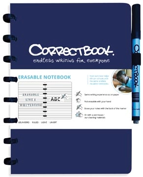 Een Correctbook A5 Original: uitwisbaar / herbruikbaar notitieboek, gelijnd, Midnight Blue (marineblauw) koop je bij Muys Kantoor & Kado