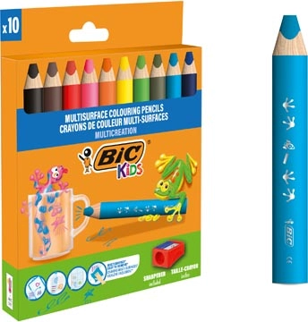 Een Bic Kids kleurpotlood Multisurface, assorti, etui van 10 stuks + slijper koop je bij best4office