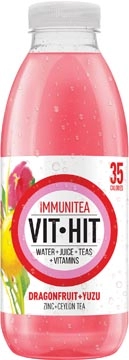 Een Vit Hit vitaminedrank Immunitea Dragon Fruit, flesje van 50 cl, pak van 12 stuks koop je bij Muys Kantoor & Kado