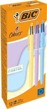 Een Bic Colours Pastel 4-kleurenbalpen, medium, klassieke inktkleuren, µdoos van 12 stuks koop je bij Muys Kantoor & Kado