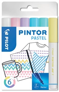 Een Pilot Pintor Pastel marker, fijn, blister van 6 stuks in geassorteerde kleuren koop je bij best4office