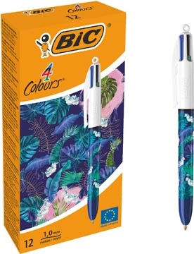 Een Bic Colours Tie - Dye 4-kleurenbalpen, medium, klassieke inktkleuren, doos van 12 stuks koop je bij Muys Kantoor & Kado