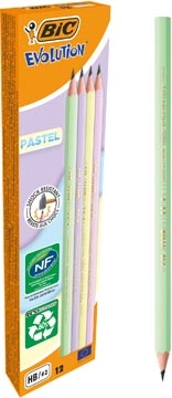 Een Bic grafietpotlood Evolution Pastel HB, doos van 12 stuks, assorti koop je bij best4office