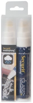 Een Securit Waterproof krijtmarker large wit, blister met 2 stuks koop je bij best4office