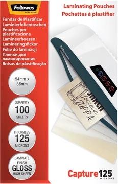 Een Fellowes lamineerhoes Capture125 ft 54 x 86 mm, 250 micron (2 x 125 micron), pak van 100 stuks koop je bij best4office