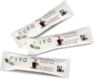 Een Puro cacao poedersticks fairtrade, 25 g, doos van 100 stuks koop je bij Muys Kantoor & Kado